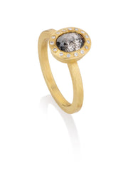 Todd Reed ring in 18k yellow gold, white brilliant cut diamonds (~.10ct) and fancy cut diamond (~.55ct)
